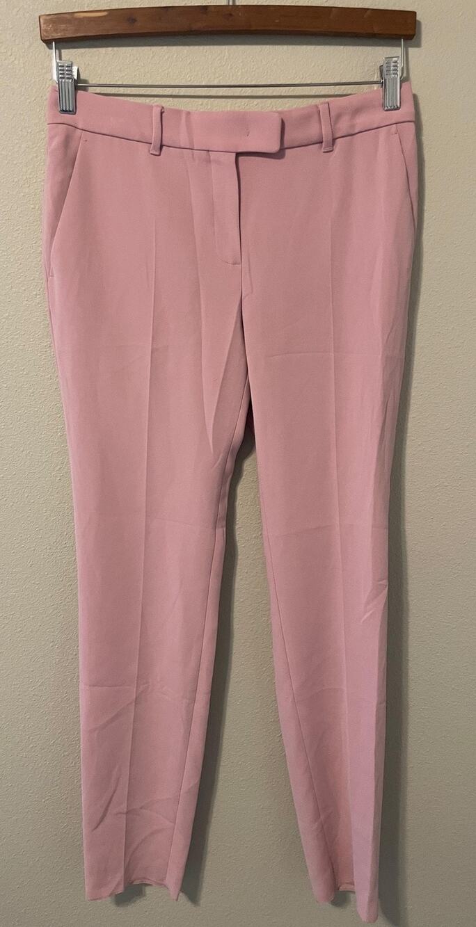 Max Mara Studio Pants Womens 4 Pink Crepe Tapered Ankle Career Workwear Poland